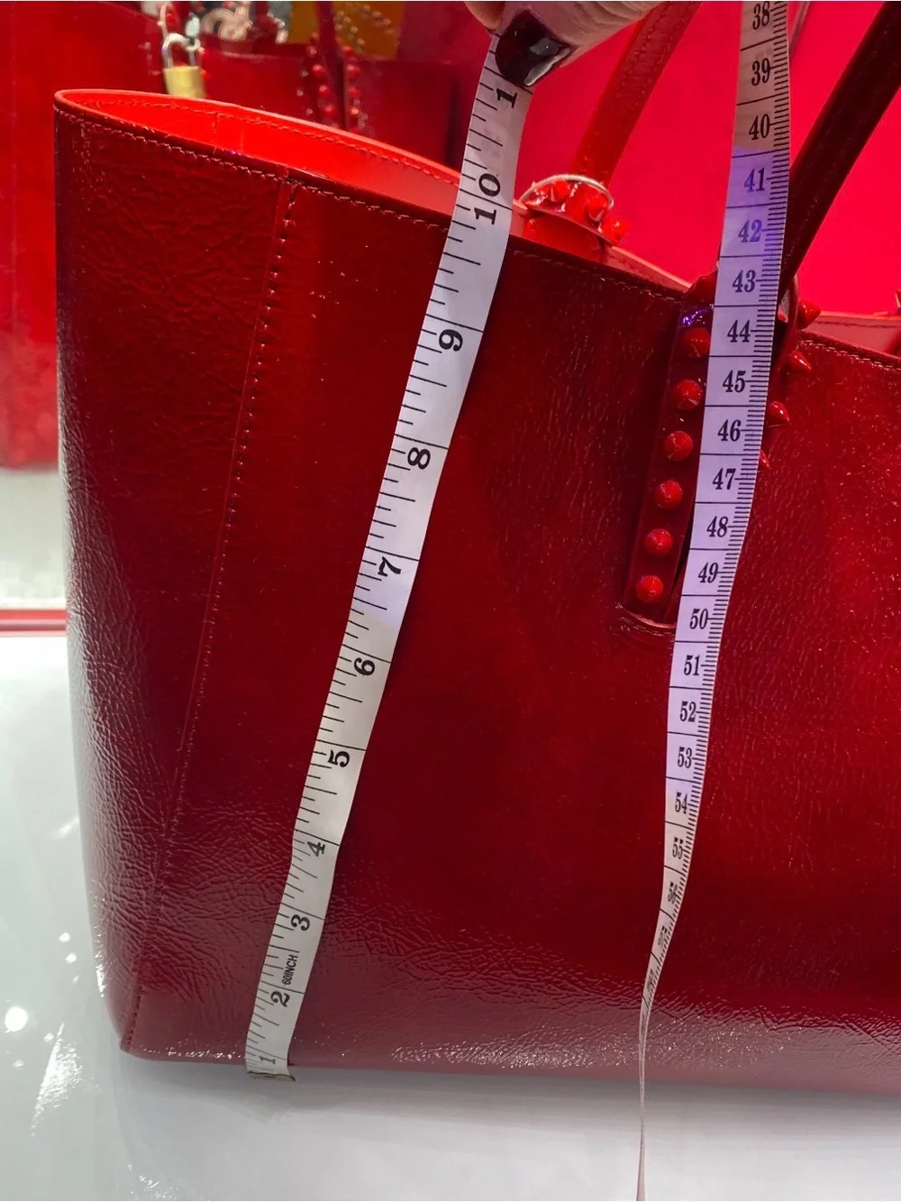 Christian Louboutin Red Patent Leather Tote Bag with Removable Pouch